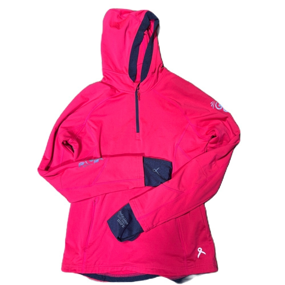 Running Room Pullover Hoodie Size S Breast Cancer Awareness Fluorescent Pink $21